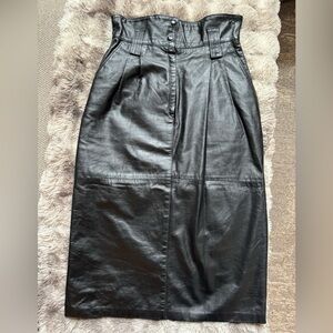 Northside Vintage Black Leather Pencil Skirt